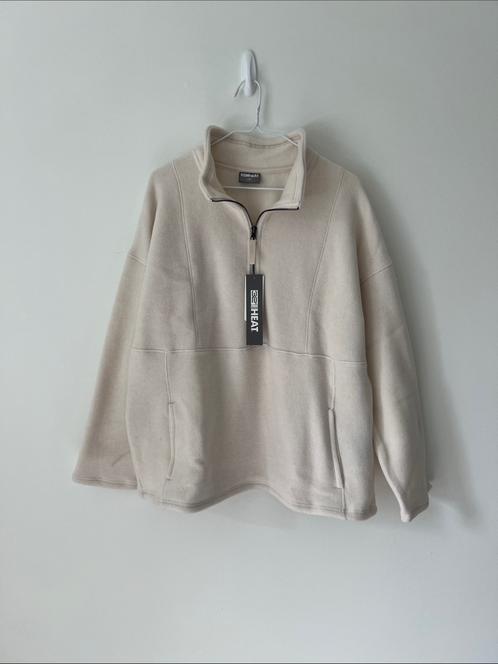 NWT 32 Degrees Size 2X Women's Cream Color Half-Zip Fleece Pullover